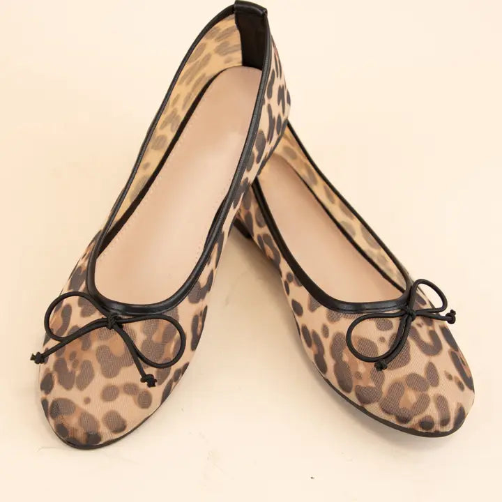 Leopard Mesh Ballet Flats