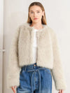 Cream Faux Fur Cropped Jacket