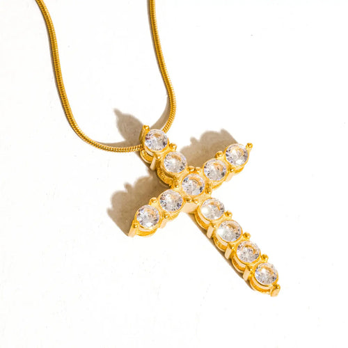 Clara Rhinestone Cross Necklace