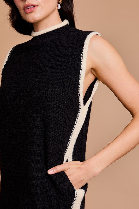 Mock Neck Sleeveless Sweater Dress