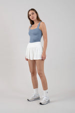 Pleated White Mini Skort