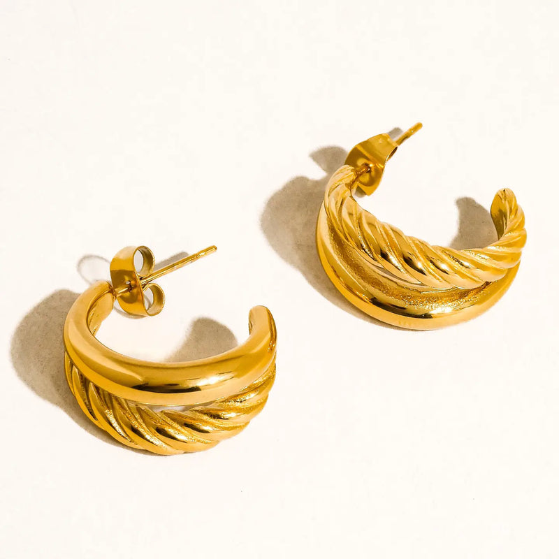 Double Gold Hoops