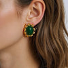 Vintage Green Oval Stud Earrings
