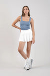 Pleated White Mini Skort