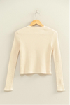 Waffle Knit Cotton Long Sleeve Top