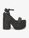 Black Rafia Block Heels