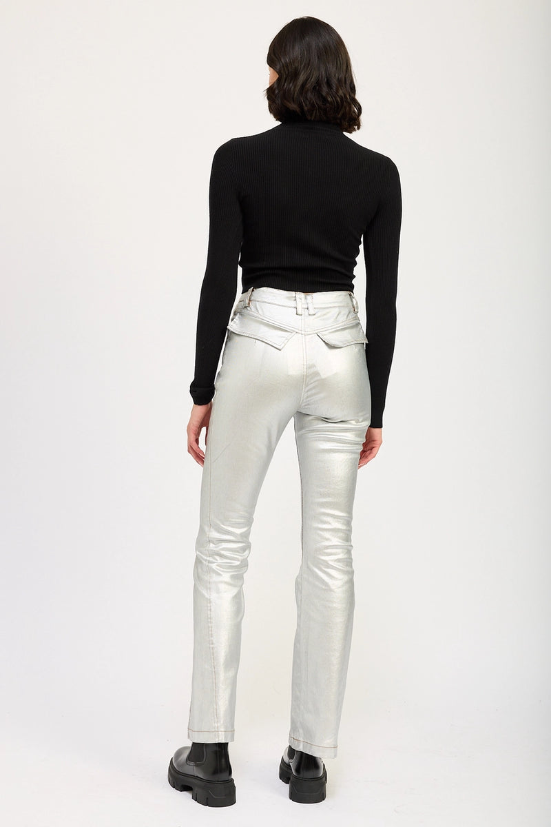 Silver Metallic Jeans