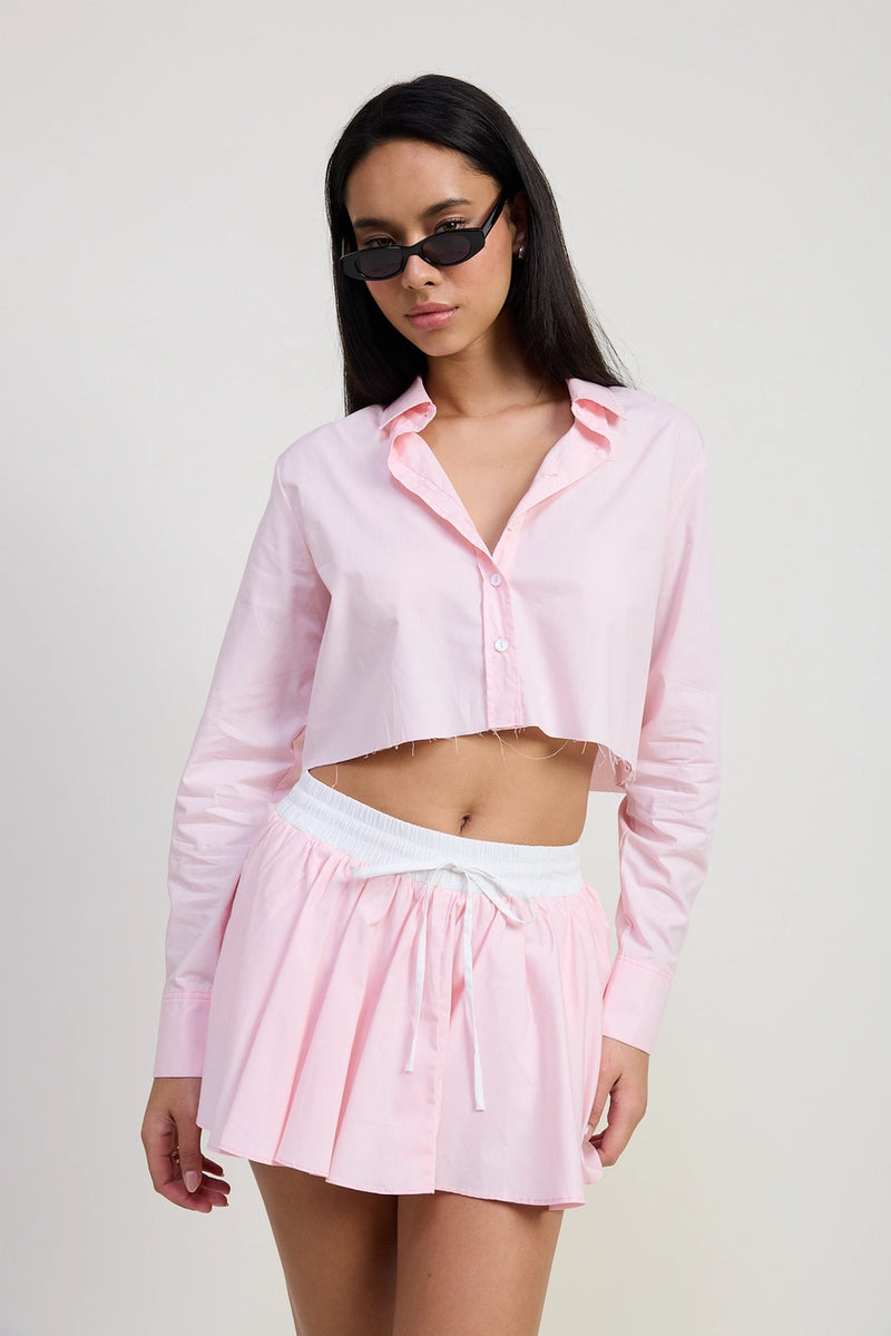 Hallie Pink Poplin Mini Skort