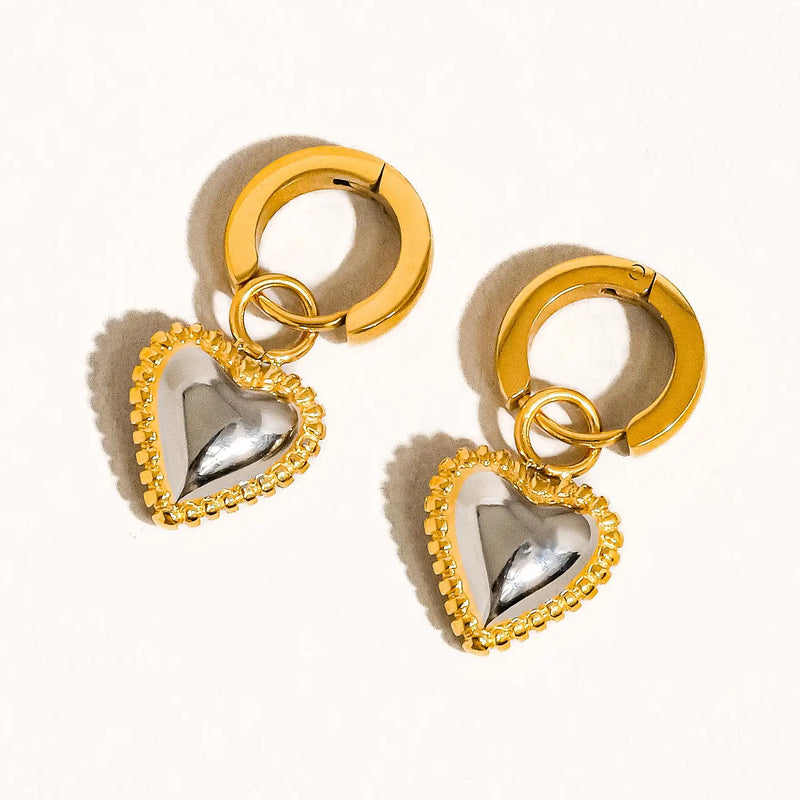Two Tone Heart Hoops