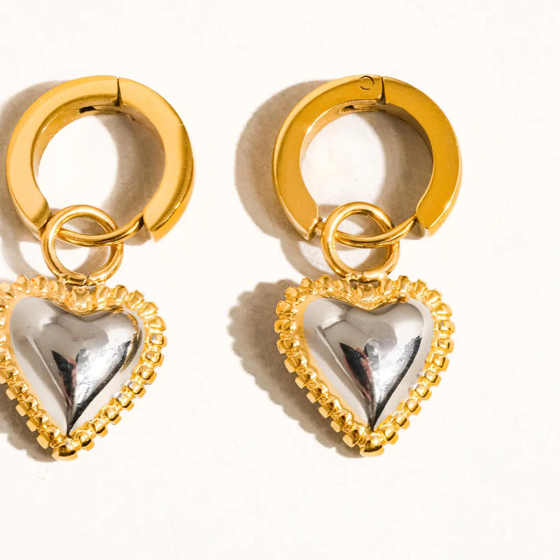 Two Tone Heart Hoops