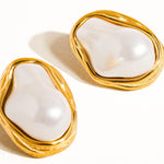 Large Abstract Pearl Stud Earrings