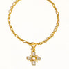 Rhinestone & Pearl Cross Necklace