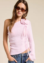 Pink One Shoulder Floral Top
