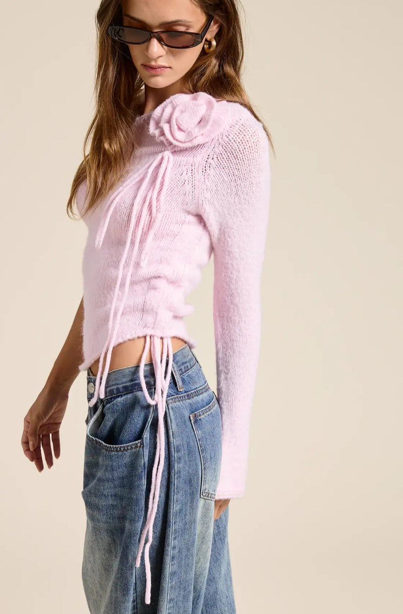 Pink One Shoulder Floral Top