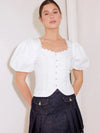 Eliza White Scalloped Blouse