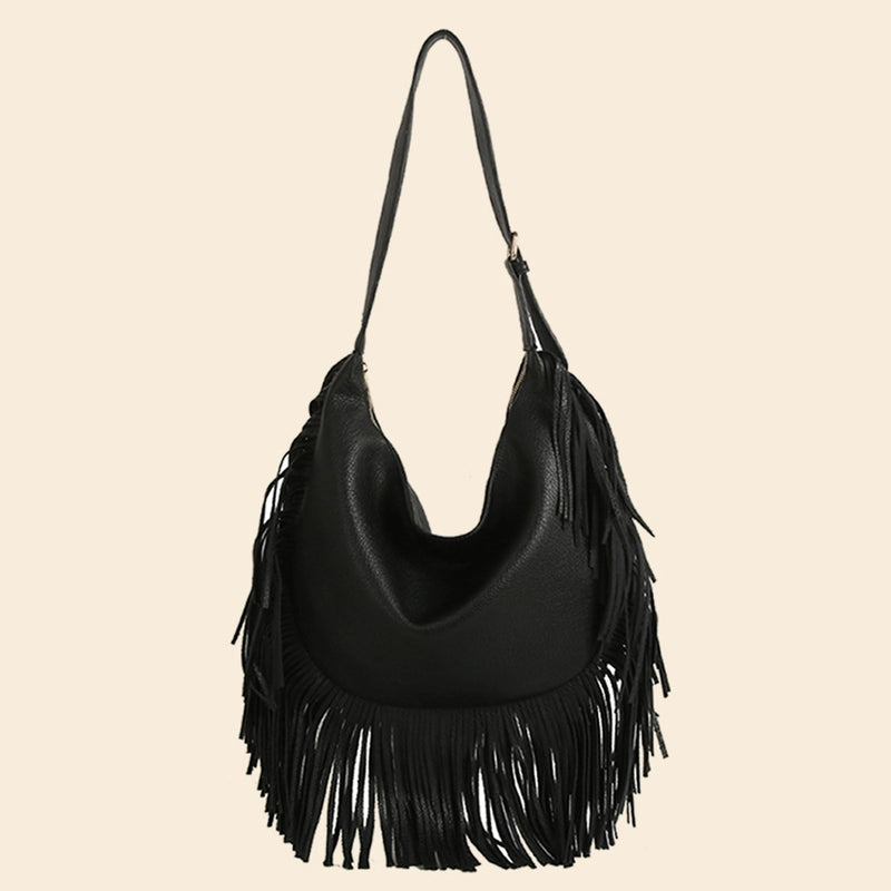 Black Fringe Shoulder Bag