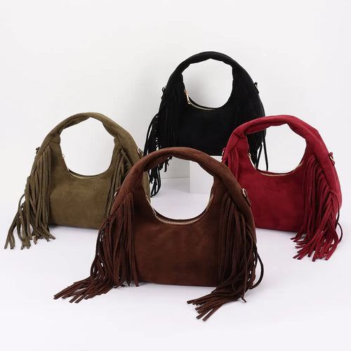 Black Suede Fringe Purse
