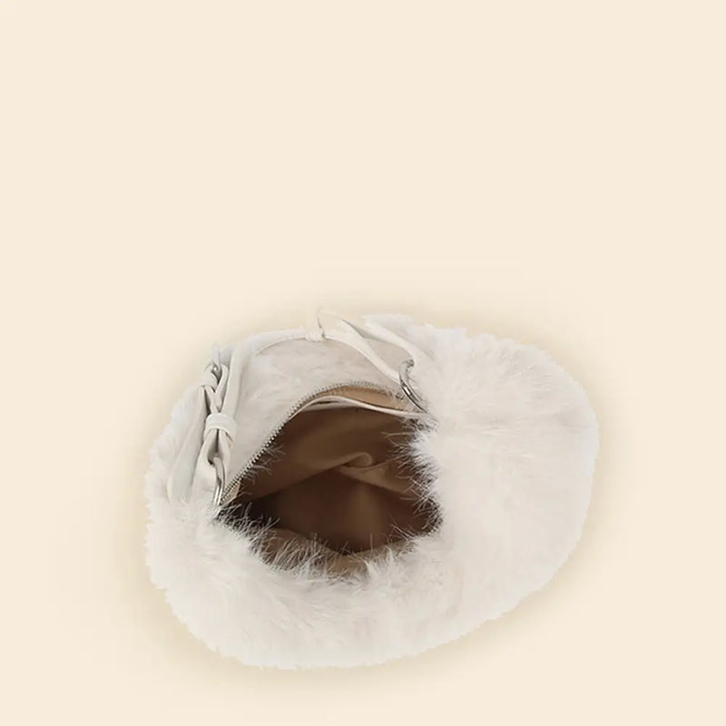 White Faux Fur Purse