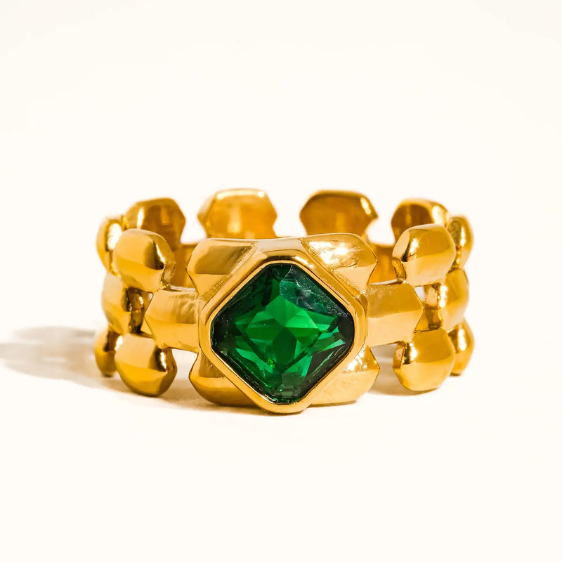 Emerald Green and Gold Ring
