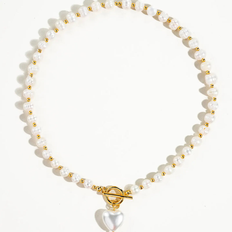 Vintage Pearl & Heart Necklace