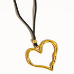Charlie Leather & Gold Heart Necklace