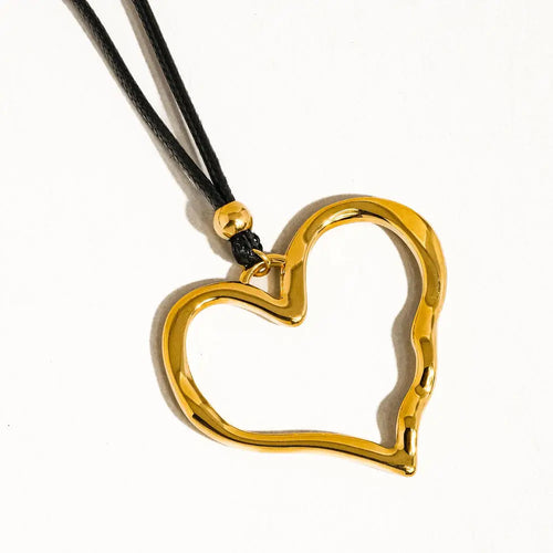 Charlie Leather & Gold Heart Necklace
