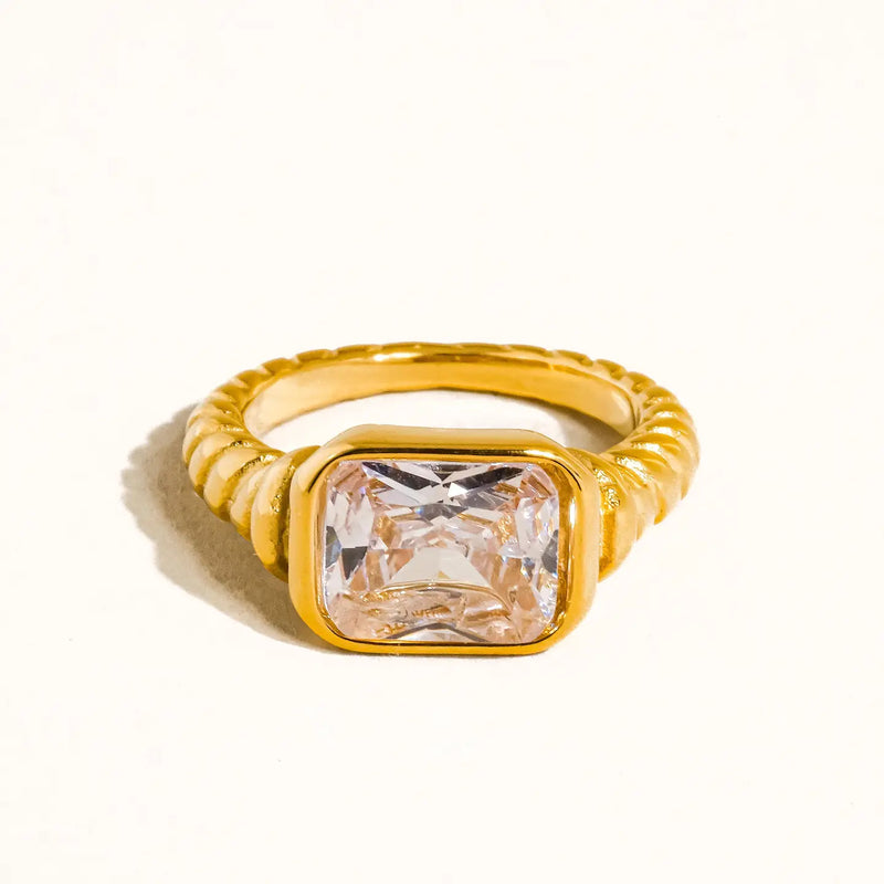 Gold Rhinestone Cocktail Ring