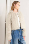Cream Faux Fur Cropped Jacket
