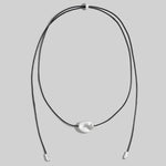 Silver Oval Pendant Cord Necklace