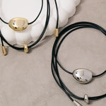 Silver Oval Pendant Cord Necklace
