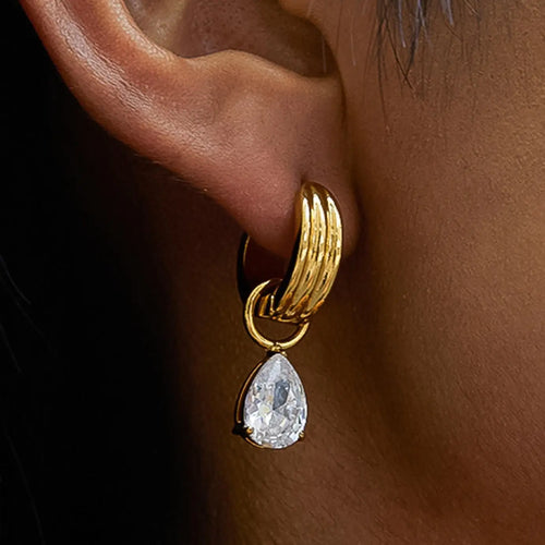 Teardrop Mismatch Hoop Earrings