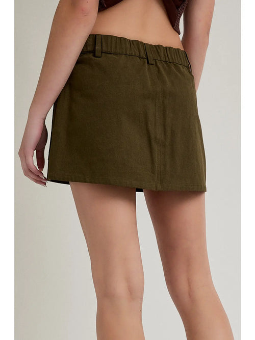 Olive Cargo Mini Skirt