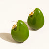 Retro Olive Teardrop Statement Earrings