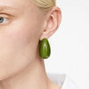 Retro Olive Teardrop Statement Earrings