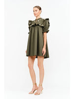 Olive Floral Babydoll Dress