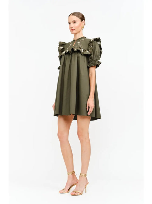 Olive Floral Babydoll Dress