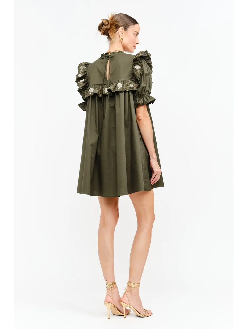 Olive Floral Babydoll Dress