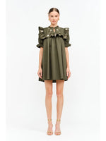 Olive Floral Babydoll Dress