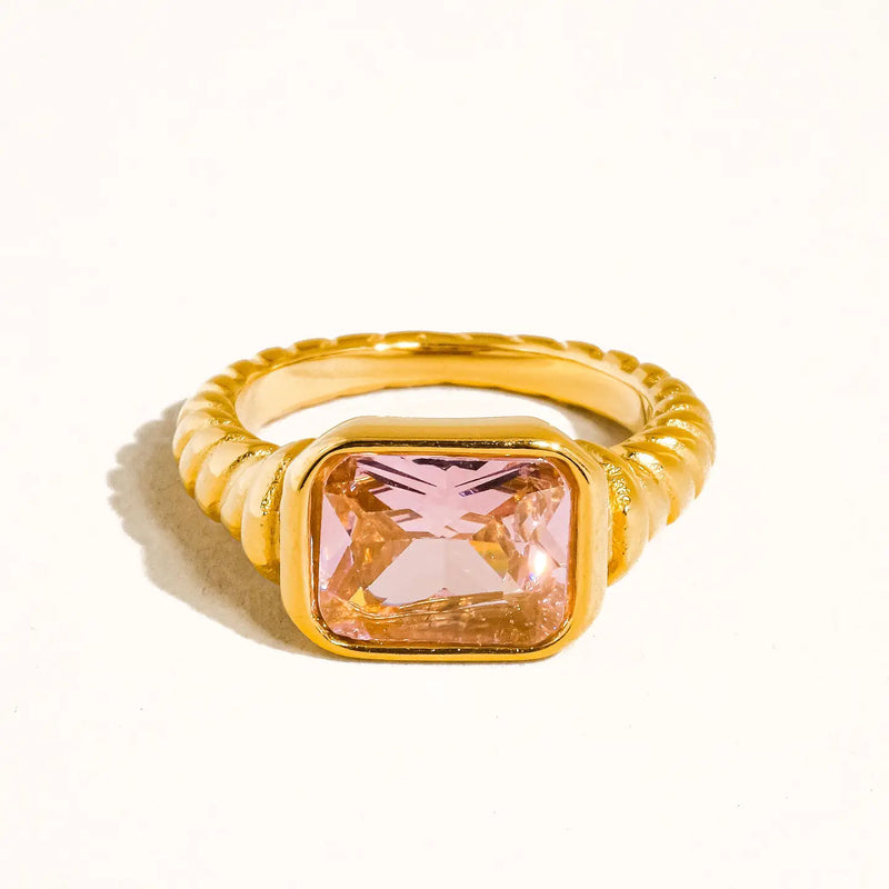 Gold Rhinestone Cocktail Ring