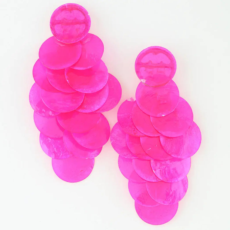 Hot Pink Paillette Shell Earrings