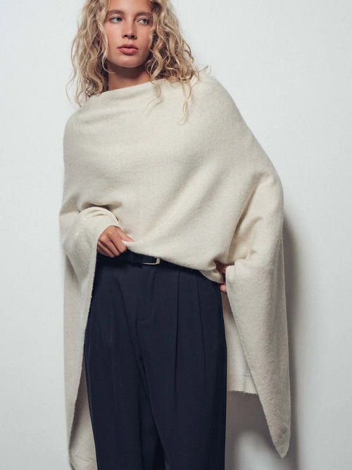 Ivory + Gold Cape Sweater