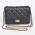 Black Quilted Faux Leather Purse