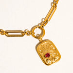 Gold Rectangle Charm Necklace