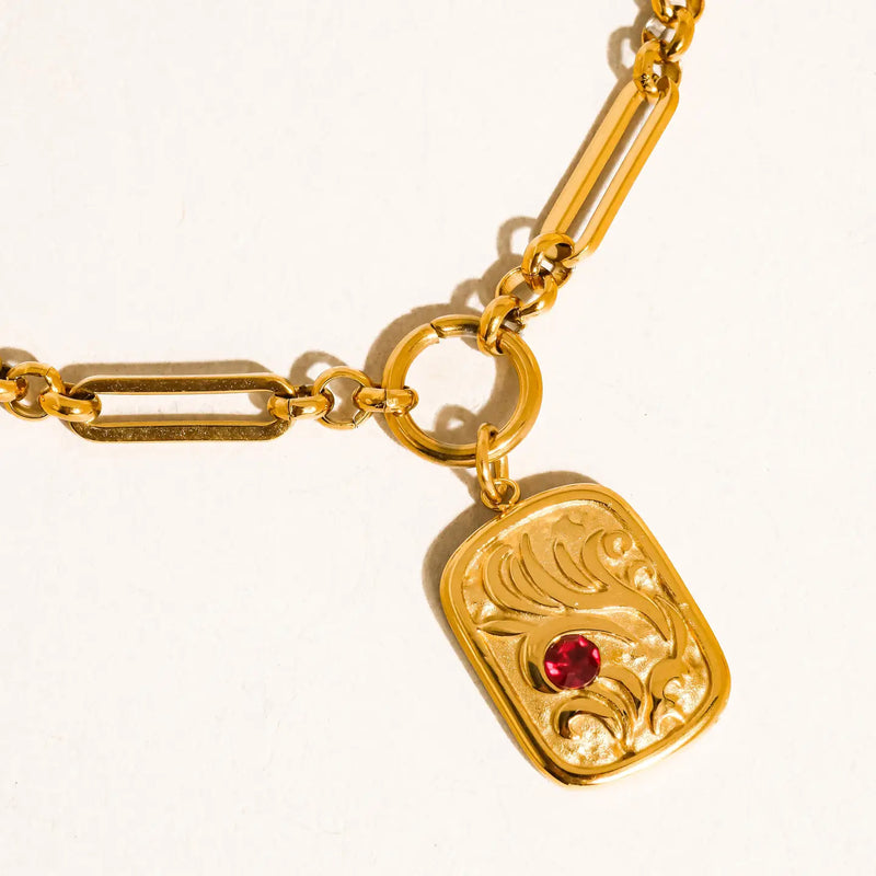 Gold Rectangle Charm Necklace