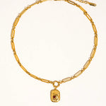 Gold Rectangle Charm Necklace