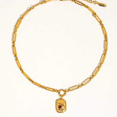 Gold Rectangle Charm Necklace