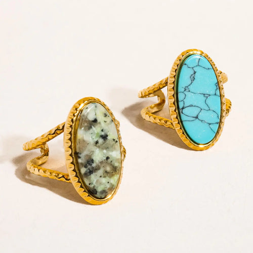 Oval Peacock Stone Ring