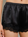 Black Satin & Lace Trim Hot Shorts