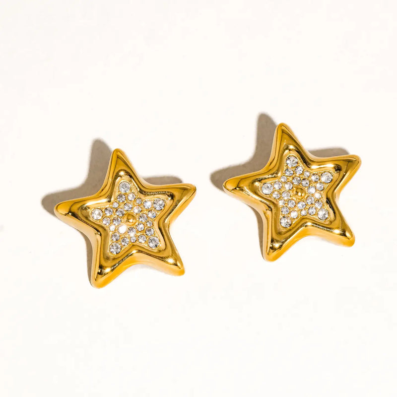 Rhinestone Star Stud Earrings