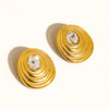 Gold Oval Oyster Stud Earrings